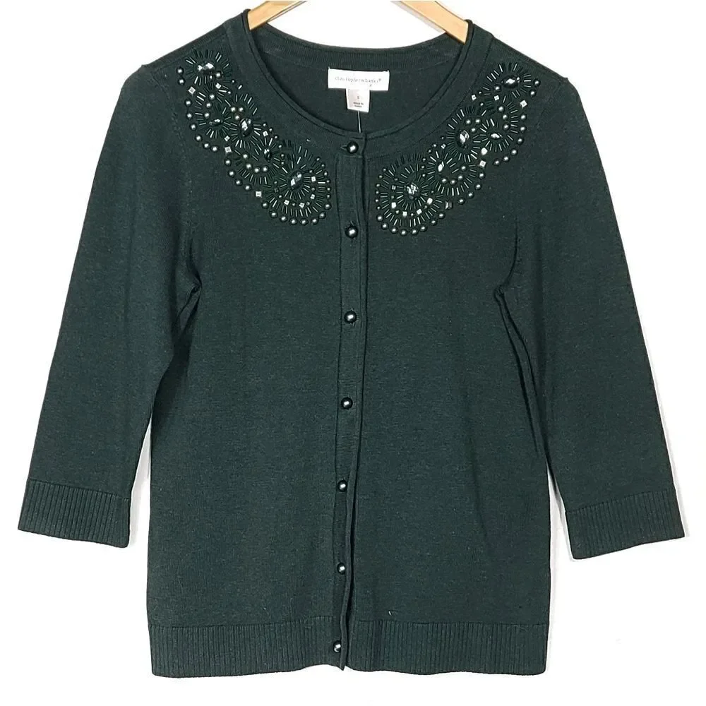 Christopher & Banks Forest Green Cardigan Sweater - Picture 1 of 5